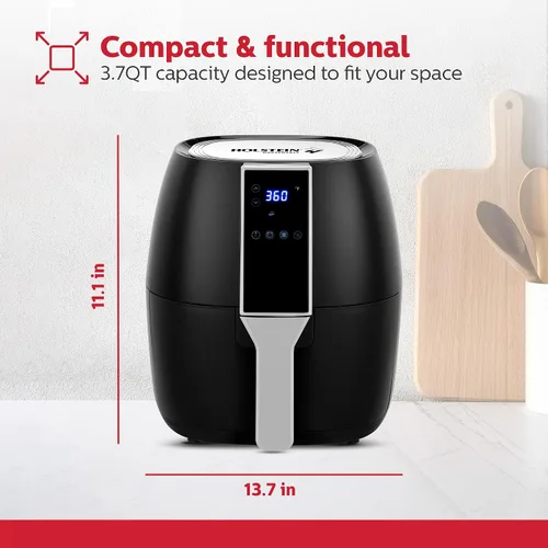 Miniatura 6 de Holstein Housewares 3.7QT Freidora de aire digital. Tecnología de aire caliente y revestimiento antiadherente libre de PFOA para usar menos aceite