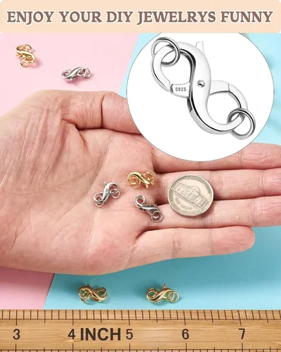 Miniatura 6 de Dailyacc S925 Abrazadera de Langosta de Doble Apertura en Plata de Ley y Oro, Extensiones de Collar y Pulsera, Cerraduras y Cierres para Joyería DIY