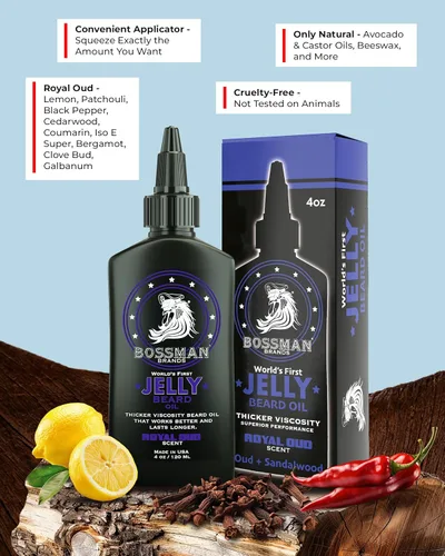 Miniatura 2 de Bossman Paquete de aceite de gelatina para barba para hombre, paquete de 2, 8 onzas (Royal Oud + Vetiver X Scents), suaviza, hidrata y acondiciona