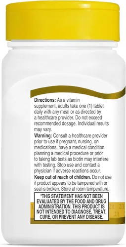 Miniatura 9 de 21st Century Tabletas de biotina, 10,000 mcg, sin sabor 120
