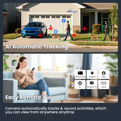 Miniatura 4 de XMARTO Sistema de cámara de seguridad WiFi6 de 10X Zoom inalámbrico para interiores y exteriores, NVR de 10 canales 4K con 4 cámaras HD Dual Lens