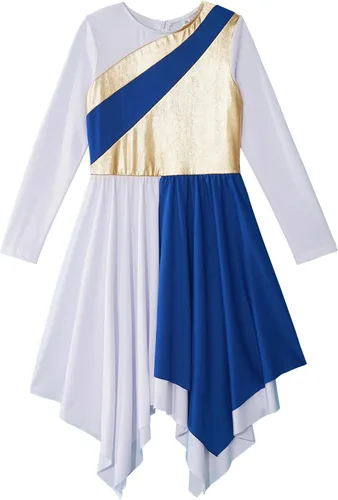 Miniatura 28 de CHICTRY Vestido de baile lírico sin mangas asimétrico para niñas, disfraz de adoración litúrgica contemporánea