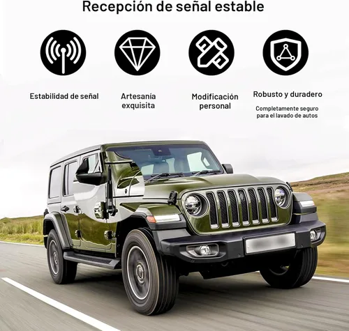 Miniatura 4 de Antena de camión para automóvil con tapas de válvula de neumáticos, bandera estadounidense, repuesto corto universal para GMC Sierra, Chevy, Negro