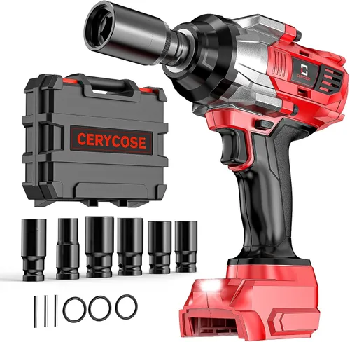 Miniatura 12 de Llave de impacto inalámbrica de 1/2 pulgada compatible con batería Dewalt, 1000 pie-libras (1360 N.m) pistola de impacto eléctrica sin escobillas