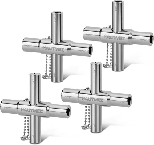 Miniatura 14 de HAUTMEC - Llave de agua sillcock de 4 vías, 1/4", 9/32", 5/16", 11/32" Llave multifunción de acero para llaves de paso, grifos, válvulas y espigas