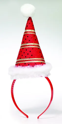 Miniatura 2 de Forum Novelties Diadema con gorro de Papá Noel a rayas doradas