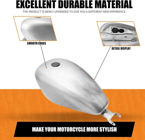 Miniatura 6 de Tanque de combustible para motocicleta de 3.3 galones, tanque de gasolina de 12.5 L, apto para Harley Sportster XL 883 1200 2007-2022 (estilo A)