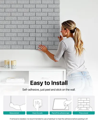 Miniatura 6 de Paneles de Pared Insonorizados Autoadhesivos, Paquete de 18 Paneles Acústicos Paneles Absorbentes de Sonido Panel de Pared de Ladrillo de Alta Gris