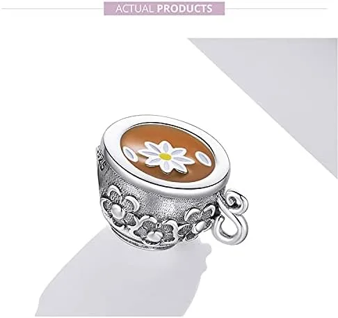 Miniatura 6 de Pulseras de cuentas de tetera para mujer, plata esterlina, cristal azul, circón, cuentas de taza de té para pulseras o collares