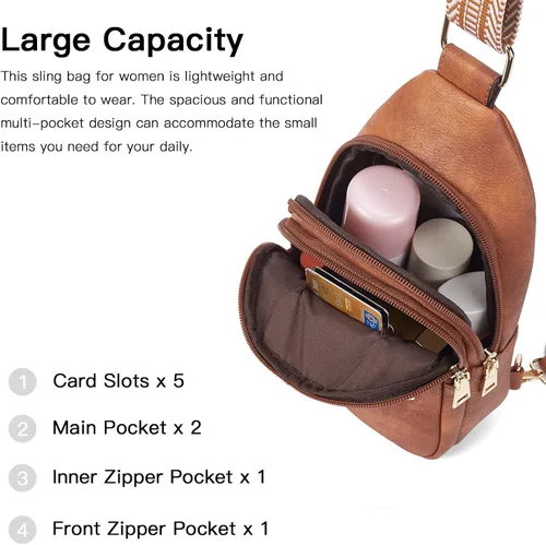 Miniatura 3 de Telena Sling Bag for Women Crossbody Fanny Packs for Women Leather Sling Chest Bag