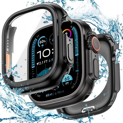 Miniatura 28 de 3 en 1 Goton Estuche impermeable duro para Apple Watch, protector de pantalla de 40mm, cubierta frontal de vidrio templado protectora completa
