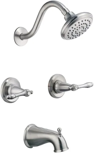 Miniatura 14 de Design House 595728 Oakmont Clásico Kit de Molduras de Baño y Ducha con Cabezal de Ducha de Función Única, Grifo de 2 Manijas y Válvula para Baño