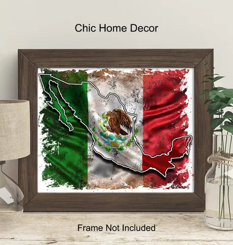 Miniatura 3 de Bandera de México, bandera mexicana, regalos de arte de pared mexicano, decoración de pared de arte chicano, bandera artes decoraciones para cuartos