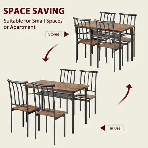 Miniatura 7 de GAOMON Juego de mesa de comedor para 4, mesa de cocina y sillas para 4 con estante para vino, juego de mesa de comedor con 4 sillas, juego de mesa