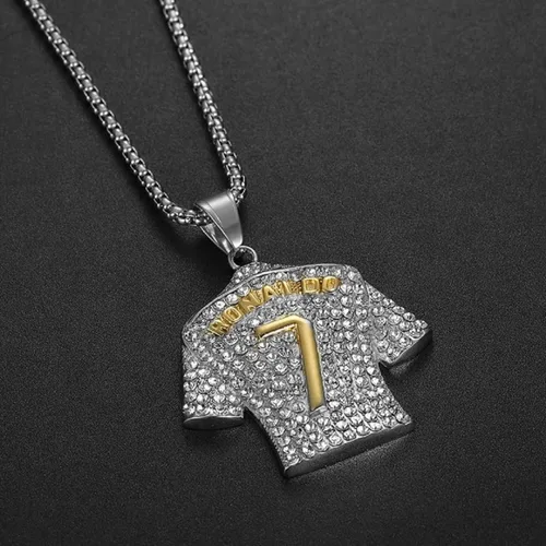 Miniatura 4 de Colgante de Camiseta de Fútbol Número 7, Collar de Fútbol de Camiseta No. 7 para Hombres, Collar de Fútbol de Número Dorado Plateado Joyería