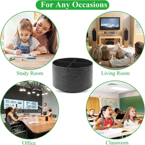 Miniatura 7 de lizimandu Organizador Redondo de Cuero para Suministros de Arte, Soporte para Control Remoto, Rotación de 360 Grados, Soporte Multifuncional