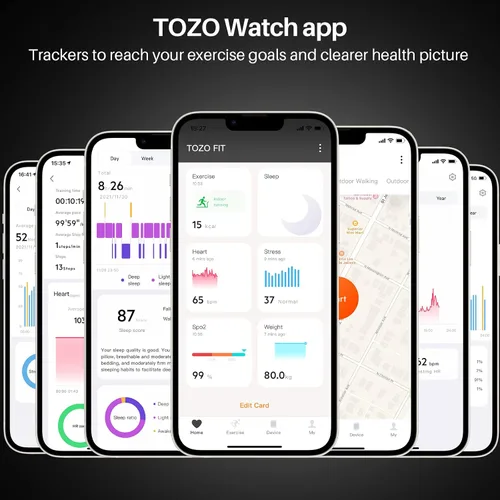 Miniatura 2 de TOZO S2 - Reloj inteligente Alexa integrado con monitor de actividad física y frecuencia cardíaca y oxígeno en sangre, monitor de sueño, 5 ATM