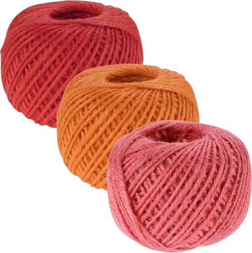 JubileeYarn - Cordel de yute para obras de arte, manualidades y envoltura de regalos, 675 pies (672.6 ft), 0.08 pulgadas de grosor, tres bolas en
