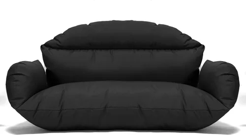 LeisureMod Cojín colgante para silla de columpio para 2 personas, color negro, algodón suave y transpirable, funda extraíble con cremallera,