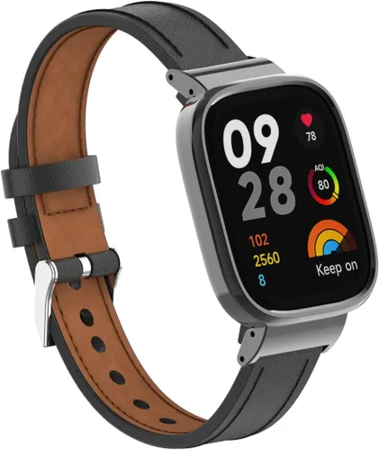 Miniatura 2 de HOPMC Protege tu reloj inteligente Redmi 3 con marco de metal protector y correa de cuero de microfibra que se adapta a tamaños de 5.15 a 9.05