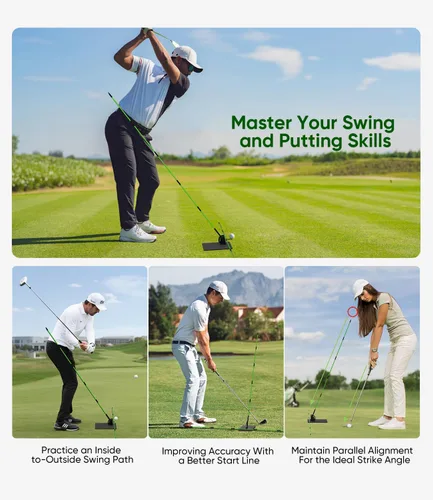 Miniatura 6 de BKF Juego de palos de alineación de golf y soporte de ángulo con bolsa portátil, entrenador de swing de golf, práctica de entrenamiento de golf