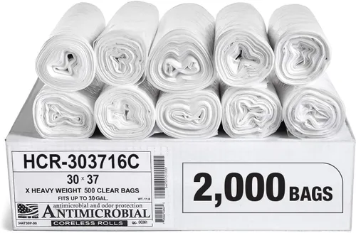 Miniatura 16 de Aluf Plastics Bolsas de basura de alta densidad, 10 galones, 1000 unidades, 6 micrones (eq), 24" x 24", transparentes, para baño, oficina