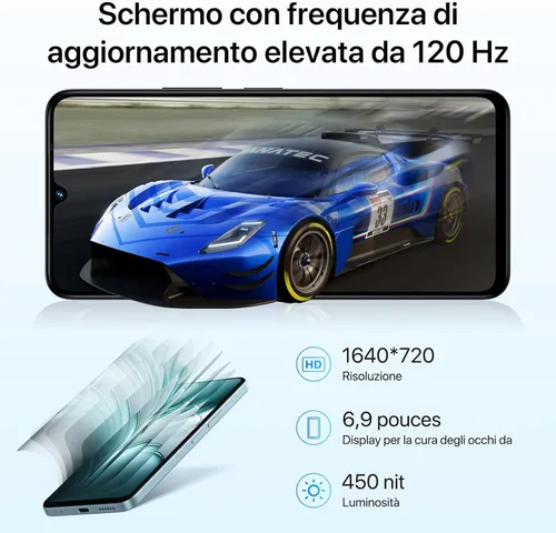 Miniatura 2 de UMIDIGI G100 Teléfono celular desbloqueado Android 14, pantalla HD+ de 6.9" a 120Hz, Octa-core 16GB + 256GB Expand 1TB, GPS, teléfono inteligente