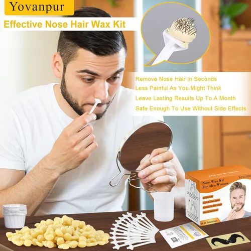 Miniatura 5 de Kit de cera nasal de 4.23 oz para hombres y mujeres, kit de depilación nasal con más cuentas de cera para el cabello de la nariz (20-30 usos), 30