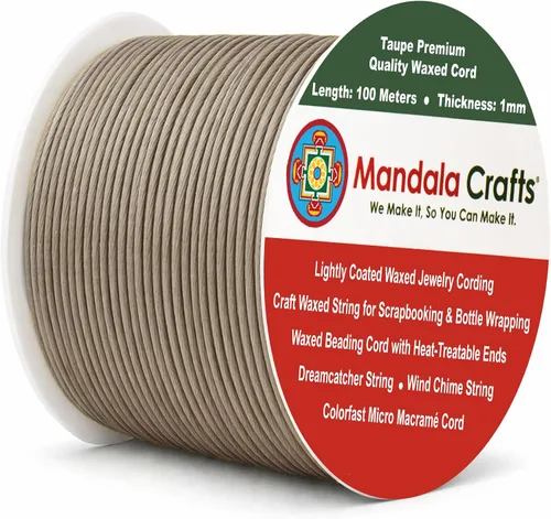 Miniatura 73 de Cuerda Mandala Crafts 0.03 pulgadas 109 yardas para hacer joyería, artesanía, macramé, cuerda de algodón encerado Negro