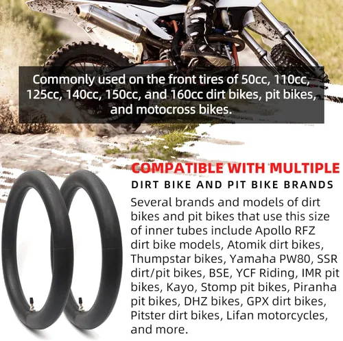 Miniatura 3 de AR-PRO Paquete de 2 tubos interiores de repuesto para motocross de 2.5/2.75-14 pulgadas, tubos de neumático de 60/100-14 pulgadas para motocicletas
