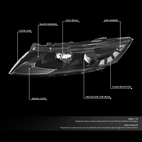 Miniatura 2 de DNA MOTORING HL-OH-KOPT11-BK-CL1 - Par de faros halógenos reflectores transparentes negros compatibles con modelos híbridos Optima Exclude