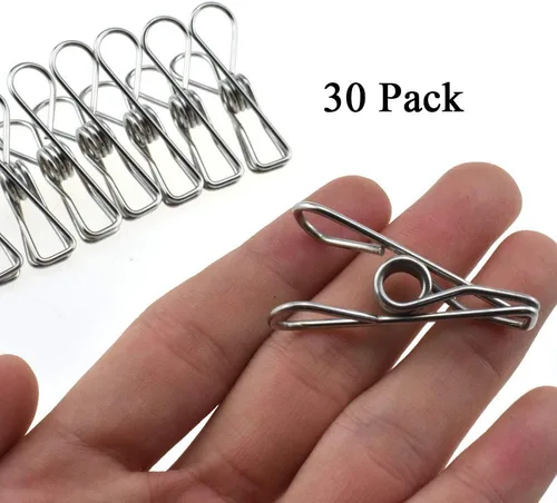 Miniatura 6 de HAHIYO Pinzas para la ropa, de acero inoxidable, no se oxidan, agarre fuerte en viento fuerte, 1.7 pulgadas, paquete de 30 unidades, pequeños, no se