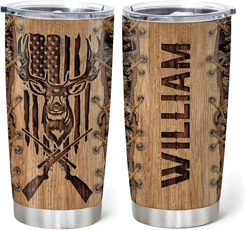 Miniatura 9 de Hyturtle Regalos personalizados de caza para hombres, vaso de caza de ciervos, taza de café de viaje de 20 onzas, acero inoxidable, regalo del día
