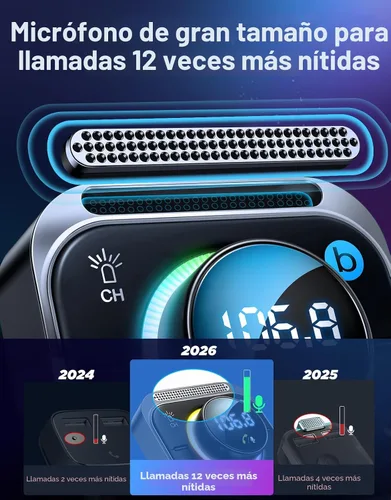 Miniatura 7 de JOYROOM Transmisor FM de 96 W Bluetooth 6.0 Adaptador de coche Aux con 3 puertos de carga PD 60 W y 2 x 18 W. Instalación de ventilación de aire