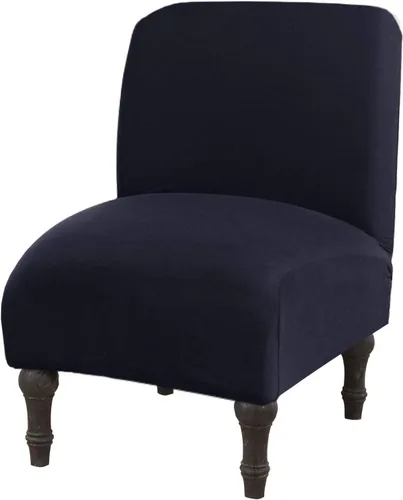 Funda para silla decorativa sin brazos, funda para silla sin brazos de gran tamaño, elástica, universal, de tela fina, protector de muebles, Azul