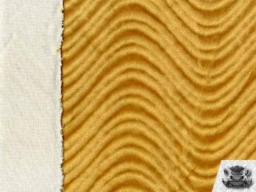 Miniatura 2 de Tela de tapicería de terciopelo Flocado Swirl Gold