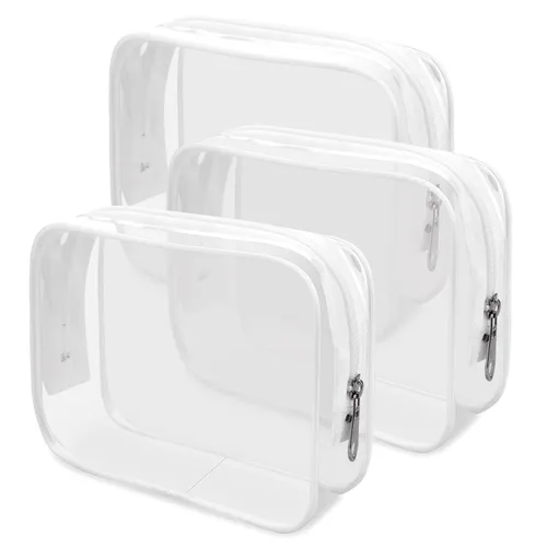 Miniatura 14 de Wedama Bolsas de cosméticos aprobadas por la TSA para hombres y mujeres, paquete de 2 con cremallera, accesorios de viaje de aeropuerto, bolsas
