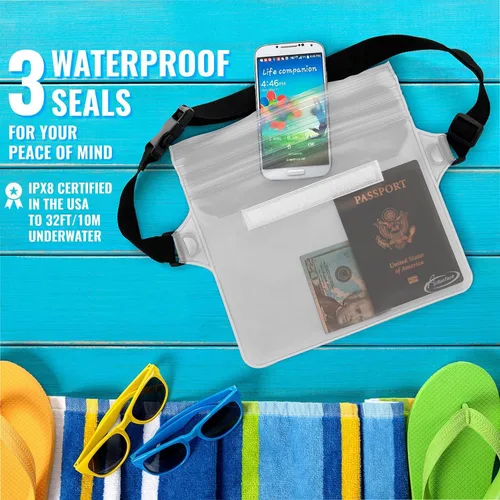 Miniatura 4 de AiRunTech Bolsa impermeable con correa para la cintura (paquete de 2) Accesorios de playa la mejor manera de mantener tu teléfono y objetos