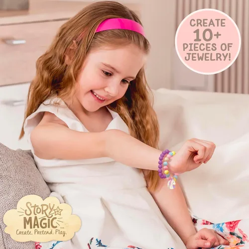 Miniatura 4 de Story Magic Juego de cuentas de flores de madera, más de 300 cuentas de madera de agujero grande y dijes para pulseras de cuentas, kit