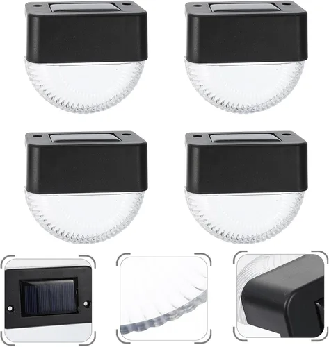 Miniatura 5 de OSALADI 4 Pcs Black Solar Fence Lights Outdoor Wall Lamps Energy-Saving LED for Garden Patio Deck Step Lighting