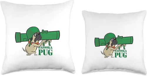 Miniatura 3 de Bazooka Pug Dog Weapon - Almohada de regalo militar para hombres y mujeres, 18 x 18 pulgadas, multicolor