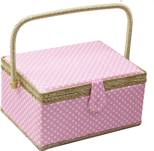 Miniatura 7 de Cesta de costura grande con accesorios, caja organizadora de costura de madera para suministros de costura y almacenamiento de herramientas de Morado