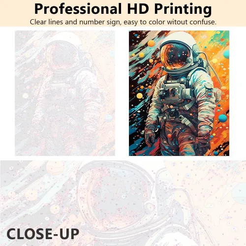 Miniatura 5 de TUMOVO Pintura por números para adultos y niños – Kit de pintura acrílica de astronauta colorido, 16 x 20 pulgadas