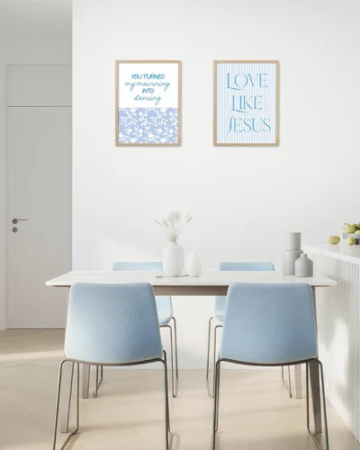 Miniatura 8 de HesenDot Blue Coquette Bible Verbs You Turned My Mourning into Dancing - Juego de 1 12x16 Inch, You Turned My Mourning into Dancing Blue Canvas