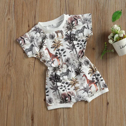 Miniatura 31 de fhutpw Conjunto de 2 piezas de ropa de verano para bebés, camiseta de manga corta, cintura elástica, pantalones cortos para niños pequeños