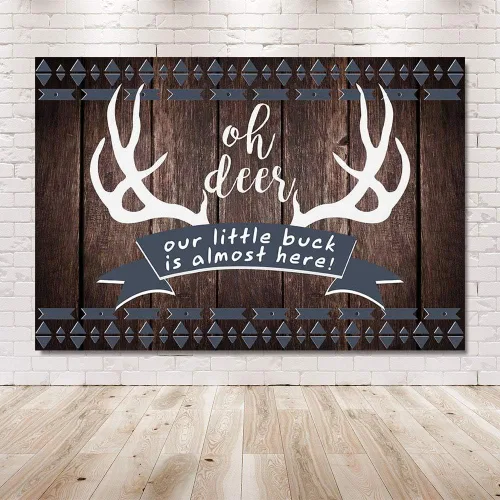 Miniatura 6 de MEHOFOND 7 x 5 pies rústico Oh Deer Baby Shower fondo de madera It's a Boy Buck On The Way Baby Shower Antlers Woodland telón de fondo decoración