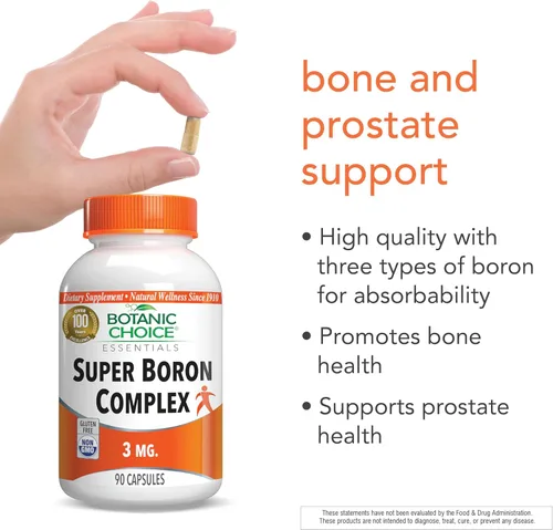 Miniatura 5 de Botanic Choice Super Boro Complex (3 mg) – Promueve la salud ósea y la próstata mediante la metabolización del calcio y el magnesio – 3 formas