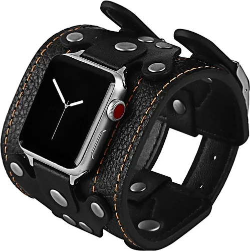 Miniatura 9 de VIQIV Correas de cuero compatibles con Apple Watch 38/40/41/42/44/45/1.929 in Series 9 8 7 6 5 4 SE Ultra Band para mujeres y hombres, correas