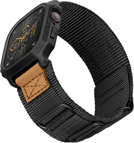 Miniatura 3 de Paquete de la resistente correa de nailon con velcro para Apple Watch (gris/negro)