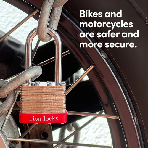 Miniatura 5 de Lion Locks 4 Candados de Llave Igual con Grillete Largo de 2", 8 Llaves, Candado de Acero Endurecido, Cilindro de Pines de Latón Resistente a